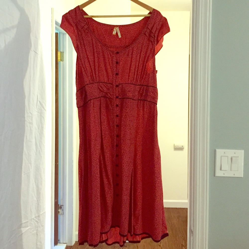 Anthropologie Maeve coral dress